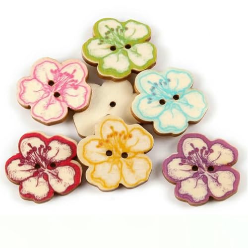50 Stück natürliche Holzknöpfe mit 2 Löchern, Schmetterlingsblumen, Scrapbooking, DIY-Bastelarbeiten, Nähzubehör, Dekorationen, Blume 3 50 Stück natürliche Holzknöpfe mit 2 Löchern, Schmetterlingsblumen, Scrapbooking, DIY-Bastelarbeiten, Nähzubehör, Dekorationen, Blume 3 von ZEYRU