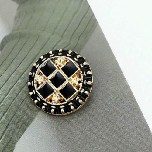 6 Stück luxuriöses Design mit Strasssteinen eingelegter Metallknopf für Kleidung, Mantel, Rock, Kleidungszubehör, Glod Black-Nr. 3–20 mm von ZEYRU