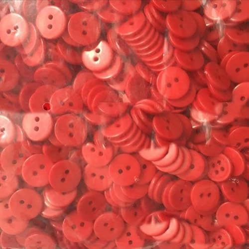 6 mm 9 mm 11 mm 12 mm dekorative Knöpfe für Handarbeiten, Harzknöpfe für Puppen, Scrapbooking, Nähknöpfe, 2 Löcher, 2 Löcher, Rot, 12 mm, 100 Stück von ZEYRU