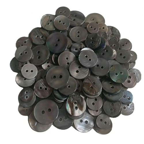 9 mm – 15 mm natürliche Muschelknöpfe für Kleidung, schwarze Perlmutt-Rundmuschel, 2-Loch-Knopf, Basteln, Mutter- und Kinder-Nähzubehör, 13,0 mm, 30 Stück von ZEYRU