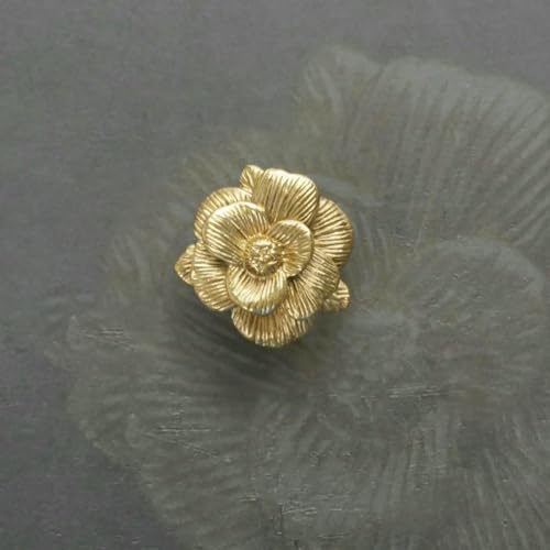 Einloch-Möbelknöpfe aus massivem Messing mit blühender Rose, Knöpfe und Griffe für Schubladen, Kommoden, Schuhschränke, Griffe – Messingrose Einloch-Möbelknöpfe aus massivem Messing mit blühender Rose, Knöpfe und Griffe für Schubladen, Kommoden, Schuhschränke, Griffe – Messingrose von ZEYRU