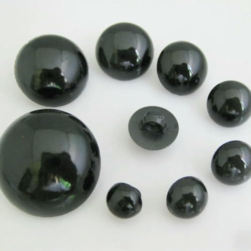 Mehrere Größen zur Auswahl, 20 Stück Puppenknöpfe, schwarz-weiße Perlenkugel, runder Knopf, Nähzubehör, schwarz, Durchmesser 25 mm von ZEYRU