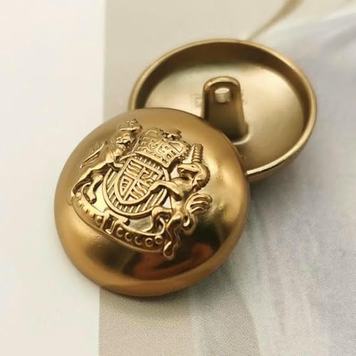 Metallknöpfe im britischen College-Stil mit Löwenmotiv für Kleidung, Pullover, Hosen, Mäntel, Dekorationen, Nähzubehör, Großhandel, 6 Stück, Gold, 15 mm, 6 Stück von ZEYRU