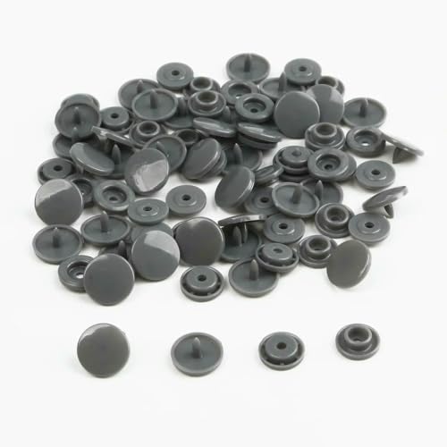Modische 10/20/50/100 Sets T5 Druckknöpfe Nylonknöpfe Kinderknöpfe Set für Babypuppen Kleidung Nähzubehör-Dunkelgrau-20 Sets von ZEYRU