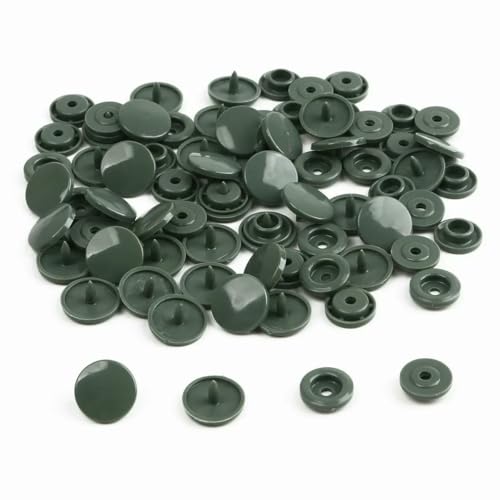 Modische 10/20/50/100 Sets T5 Druckknöpfe Nylonknöpfe Kinderknöpfe Set für Babypuppen Kleidung Nähzubehör-Dunkelgrün-50 Sets von ZEYRU
