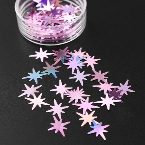 Pailette, ultradünne Stern-Pailletten, 10 mm, PET, Pailletten-Pailletten für Nägel, Kunst, Hochzeit, Weihnachtsdekoration, Konfetti, 8 g, Rosa, Lila, 10 mm, 8 g PET von ZEYRU