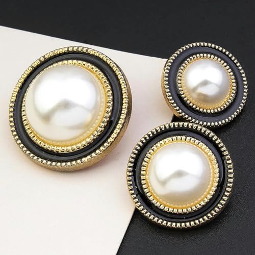 Retro-Perlenknopf, luxuriöse Strass-Metallknöpfe für DIY-Kleidung, Mantel, Pullover, Anzug, weibliches dekoratives Nähzubehör, 21–25 mm, 2 Stück von ZEYRU
