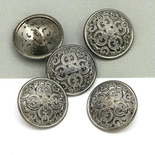 Stück runde Metallknöpfe für Handarbeiten, Schaft, Nähzubehör, dekorativer Knopf für Kleidung, Jacke, Bastelzubehör-01-Schwarz-25 mm von ZEYRU