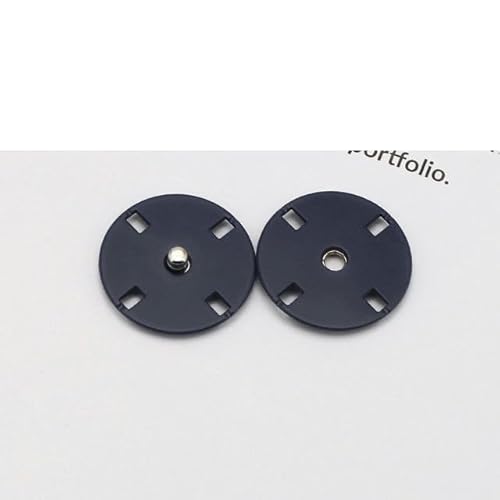 Unsichtbarer Druckknopf, schwarz-silberne Metallverschlüsse, runder Knopf, verdeckte Schnalle für Kleidungsstück, Nähen, Handarbeitszubehör, Marineblau, 36L, 23,0 mm, 10 Stück von ZEYRU
