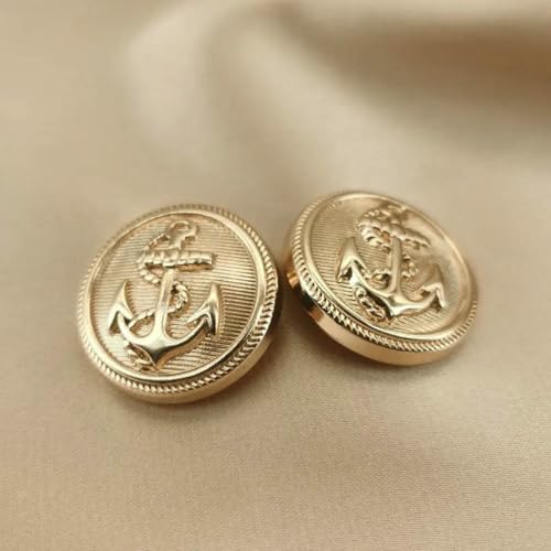 Vintage-Anker-Metallknöpfe für Kleidung, Jacken, Hemden – 15/20/25 mm (10 Stück) Schwarz-Silber-Gold-Mode-Nähknöpfe-1–25 mm, 10 Stück von ZEYRU