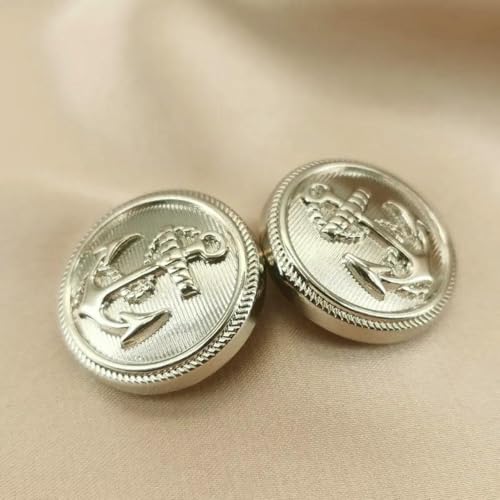 Vintage-Anker-Metallknöpfe für Kleidung, Jacken, Hemden – 15/20/25 mm (10 Stück) Schwarz-Silber-Gold-Mode-Nähknöpfe-2–20 mm, 10 Stück von ZEYRU