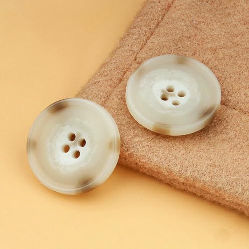 Vintage Harzimitat Horn Schwarz Große Knöpfe für Kleidung Pullover Anzug Mantel DIY Scrapbooking Nähzubehör-Beige-10 Stück 18mm von ZEYRU