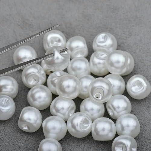 mm, 10 m, 12 mm, weiße Perlenknöpfe, Strassknopf zum Nähen, dekorativer runder Knopf, Perlenapplikation für Kleider, weiß, 8 mm, 60 Stück von ZEYRU