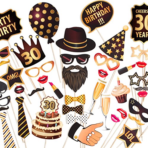 ZeZaZu Zum 30 Geburtstag Party Foto Booth Props DIY-Kit Premium Edition mit Glitzer, Fotorequisiten Dekorationen - 44 Stück ZeZaZu Zum 30 Geburtstag Party Foto Booth Props DIY-Kit Premium Edition mit Glitzer, Fotorequisiten Dekorationen - 44 Stück von ZEZAZU