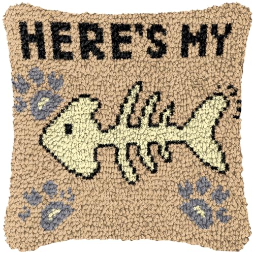 ZFFLYH Halloween Latch Hook Kits Für Erwachsene Kinder DIY Kissenbezug Muster Gedruckter Kissenbezug Handarbeit Kissenbezug Für Home Sofa Dekoration 17X17inch,Fishbone von ZFFLYH