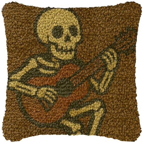 ZFFLYH Halloween Latch Hook Kits Für Erwachsene Kinder DIY Kissenbezug Muster Gedruckter Kissenbezug Handarbeit Kissenbezug Für Home Sofa Dekoration 17X17inch,Skull von ZFFLYH