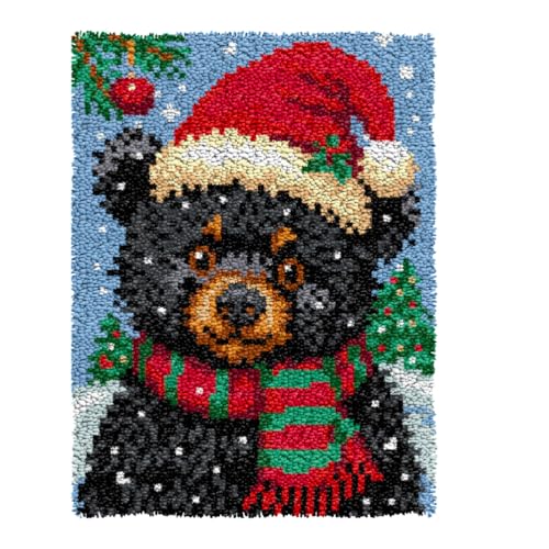 ZFFLYH Latch Hook Kits Für Erwachsene, DIY Häkelgarn Teppiche Hooking Craft Kit Farbe Vorgedruckter Leinwand Teppich Häkeln Stickerei Wandteppich Heimdekoration 20,5 '' X 15 '',Bear von ZFFLYH