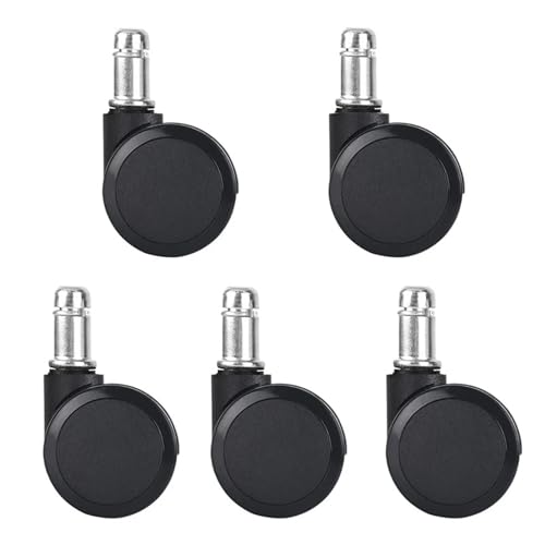 Bürostuhlrollen 5 Stück 2 Zoll Universal-Lenkrollen Ersatz-Gaming-Stuhl Bürostuhlrollen Trolley-Rollen Möbelbeschläge(5pcs Black) von ZFIHAV