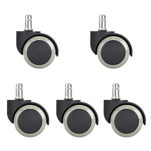 Bürostuhlrollen 5 Stück 2 Zoll Universal-Lenkrollen Ersatz-Gaming-Stuhl Bürostuhlrollen Trolley-Rollen Möbelbeschläge(5pcs Gray) von ZFIHAV