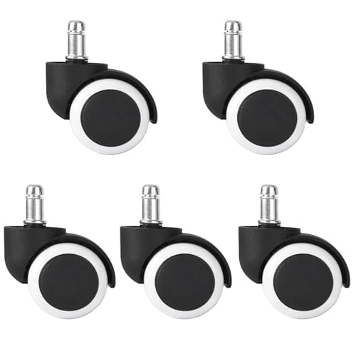 Bürostuhlrollen 5 Stück 2 Zoll Universal-Lenkrollen Ersatz-Gaming-Stuhl Bürostuhlrollen Trolley-Rollen Möbelbeschläge(5pcs White) von ZFIHAV