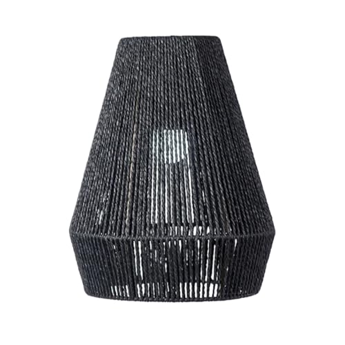 ZFIHAV Lampenschirm Moderne gewebte Leuchten, Hängelampe, handgewebter Rattan-Korbschirm for Küche, Esszimmer, Flur(Black) von ZFIHAV