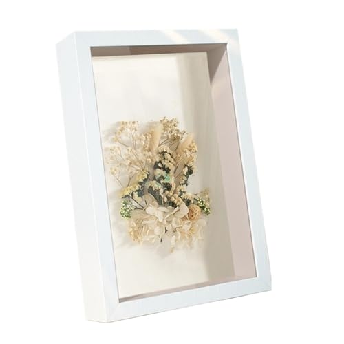 ZFIHAV Musterrahmen 3/5 cm Dicke Tiefe Box Fotorahmen Bildspeicher Fall Holz Bilderrahmen Blume Schatten Probe Rahmen Box Foto Display Box(B -White 3cm Thick,7 inches) von ZFIHAV