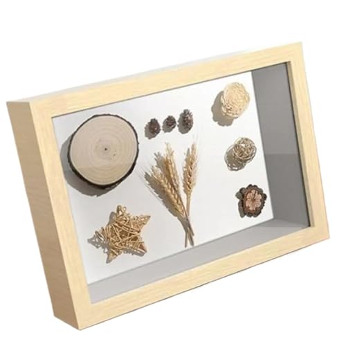ZFIHAV Musterrahmen 3/5 cm Dicke Tiefe Box Fotorahmen Bildspeicher Fall Holz Bilderrahmen Blume Schatten Probe Rahmen Box Foto Display Box(Yellow 5cm Thick,7 inches) von ZFIHAV