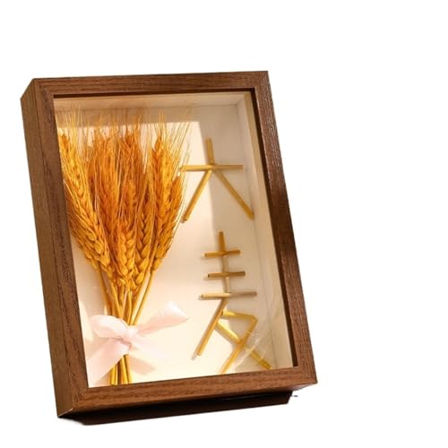 ZFIHAV Musterrahmen 3D-Fotorahmen aus Holz, handgefertigt, DIY-Probenrahmen, Pflanzenproben-Display, Bilderrahmen, Heimdekoration(Coffee-depth3cm,Rectangle-7in) von ZFIHAV