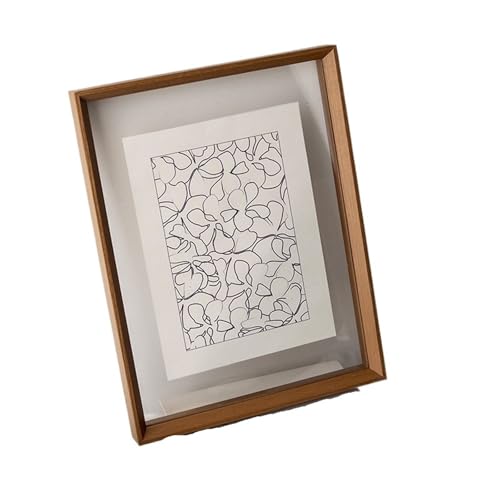 ZFIHAV Musterrahmen Doppelseitiger, transparenter Holz-Bilderrahmen, Tisch-Foto-Blatt-Trockenblumen-Proben-montierter Display-Wandrahmen(Brown) von ZFIHAV