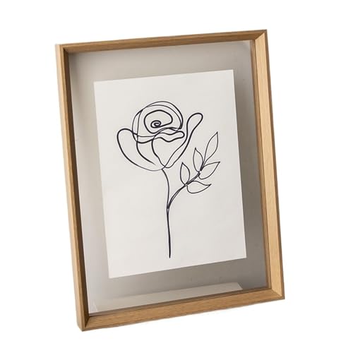 ZFIHAV Musterrahmen Doppelseitiger, transparenter Holz-Bilderrahmen, Tisch-Foto-Blatt-Trockenblumen-Proben-montierter Display-Wandrahmen(Wood Grain Color) von ZFIHAV