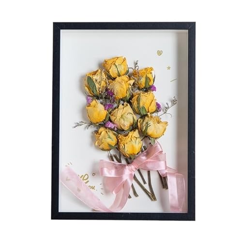 ZFIHAV Musterrahmen Holz-Shadow-Box-Rahmen, DIY-Bilderrahmen, Blumen-Schatten-Proben-Display-Rahmen, Foto-Display-Box, Heimdekoration(Black,7in 12.7x17.8cm) von ZFIHAV