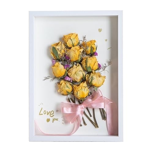 ZFIHAV Musterrahmen Holz-Shadow-Box-Rahmen, DIY-Bilderrahmen, Blumen-Schatten-Proben-Display-Rahmen, Foto-Display-Box, Heimdekoration(White,7in 12.7x17.8cm) von ZFIHAV