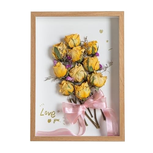 ZFIHAV Musterrahmen Holz-Shadow-Box-Rahmen, DIY-Bilderrahmen, Blumen-Schatten-Proben-Display-Rahmen, Foto-Display-Box, Heimdekoration(Wood Color,7in 12.7x17.8cm) von ZFIHAV