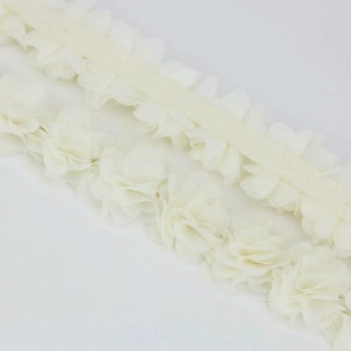 (1 Meter) Chiffon-Netz-Spitzenstoff, Gurtband, Party-Dekoration, Blumen, DIY-Bänder, Basteln, Vliesstoffe, Basis, Beige von ZFISH