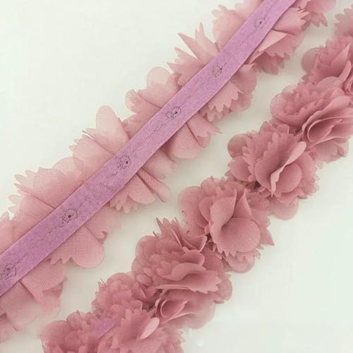 (1 Meter) Chiffon-Spitzenstoff, Band, Dekoration, Blumen, Kleidungszubehör, Band, Basteln, Vlies-Grundlage, Spitze, Rosa Fleisch von ZFISH