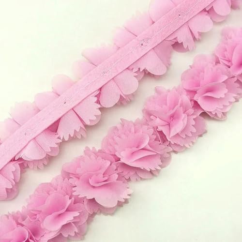 (1 Meter) Chiffon-Spitzenstoff, Band, Dekoration, Blumen, Kleidungszubehör, Band, Basteln, Vlies-Grundlage, Spitze, Rosa von ZFISH