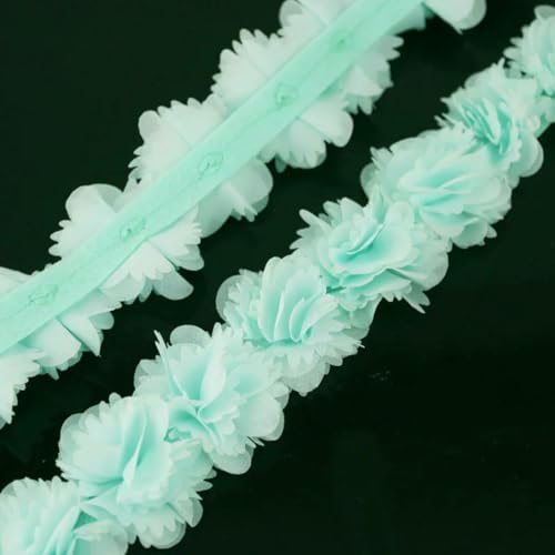 (1 Meter) Chiffon-Spitzenstoff, Band, Dekoration, Blumen, Kleidungszubehör, Band, Basteln, Vlies-Grundlage, Spitze, hellgrün von ZFISH