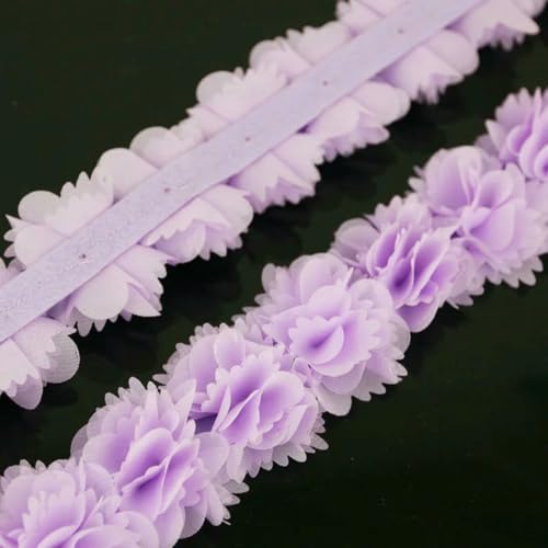 (1 Meter) Chiffon-Spitzenstoff, Band, Dekoration, Blumen, Kleidungszubehör, Band, Basteln, Vlies-Grundspitze, Hellviolett von ZFISH