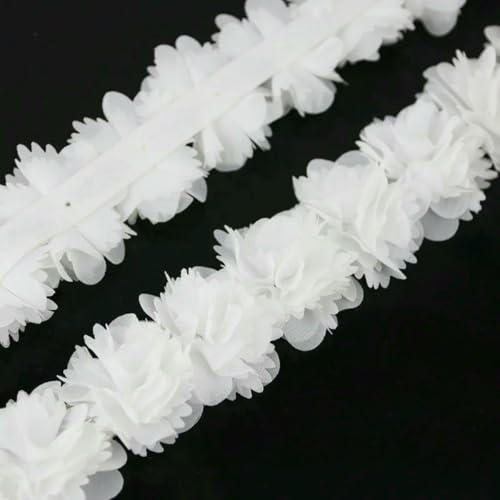 (1 Meter) Chiffon-Spitzenstoff, Band, Dekoration, Blumen, Kleidungszubehör, Band, Basteln, Vlies-Grundspitze, Weiß von ZFISH