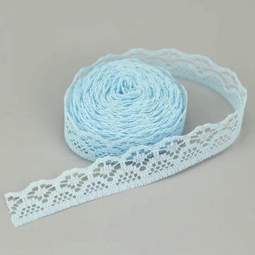 (20 Yards/Rolle) 15 mm farbiger Spitzenstoff, Gurtband, Dekoration, schönes Verpackungsmaterial, handgefertigt, DIY, Hellblau von ZFISH
