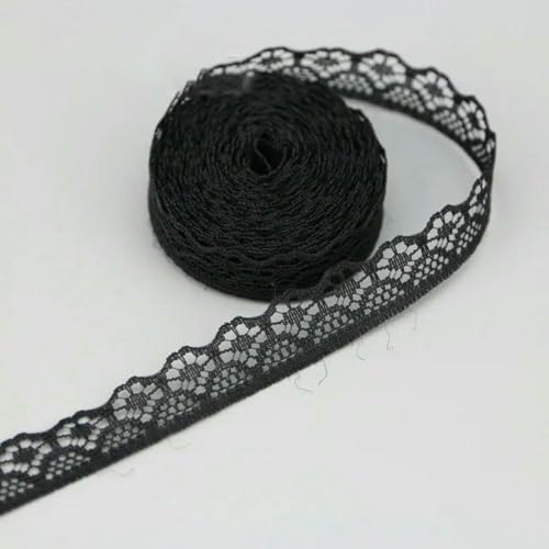 (20 Yards/Rolle) 15 mm farbiger Spitzenstoff, Gurtband, Dekoration, schönes Verpackungsmaterial, handgefertigt, DIY-schwarz von ZFISH