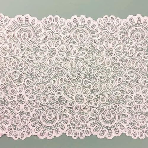 (3 Meter) 22 cm weißer elastischer Spitzenstoff, französische Hohlunterwäsche, Stretch-Spitzenbesatz, DIY Frenchs Hollows Unterwäsche-Ornament, Hellrosa von ZFISH