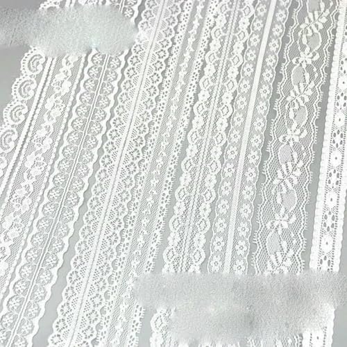 (4,5 m/Rolle) weißes Spitzenband, Stoff, Gurtband, Dekoration, Polyestermaterial, schöne Verpackung, handgefertigt, DIY-10 Spitzenmischung von ZFISH