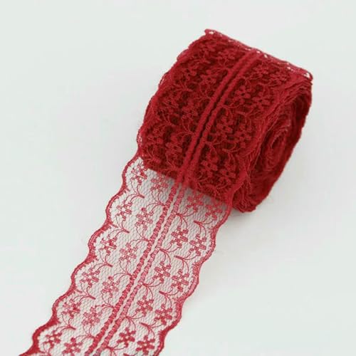 (5 Yards/Rolle) 45 mm weißer Spitzenstoff, Gurtband, Dekoration, schönes Verpackungsmaterial, Weinrot, L von ZFISH