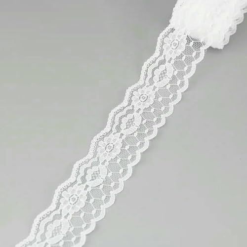 (5 Yards/Rolle) Weißes Spitzenband Stoff Gurtband Dekoration Polyester Material Schöne Verpackung Handarbeit DIY-39 von ZFISH