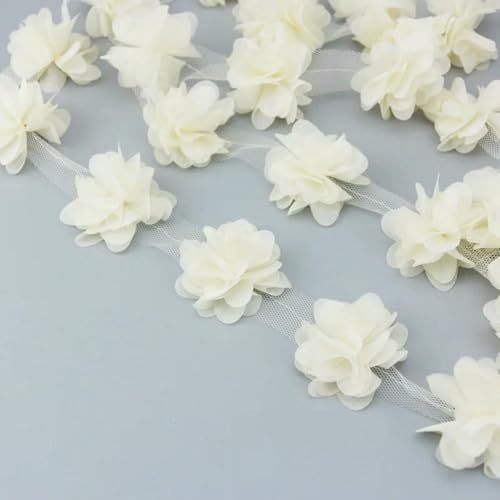 (60 Stück/Menge) Rosa Blütenblatt Chiffon Spitze Stoff Gurtband Dekoration Liebe Bänder Handwerk 50 mm Breite-Beige-50mm von ZFISH