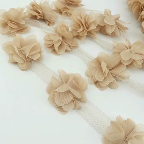 (60 Stück/Menge) Rosa Blütenblatt Chiffon Spitze Stoff Gurtband Dekoration Liebe Bänder Handwerk 50 mm Breite-Champagner-50mm von ZFISH