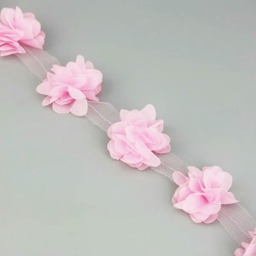 (60 Stück/Menge) Rosa Blütenblatt Chiffon Spitze Stoff Gurtband Dekoration Liebe Bänder Handwerk 50 mm Breite-Hellrosa-50mm von ZFISH