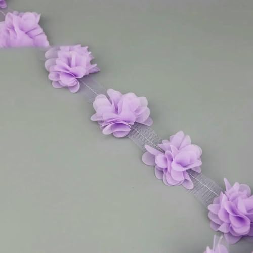 (60 Stück/Menge) Rosa Blütenblatt Chiffon Spitze Stoff Gurtband Dekoration Liebe Bänder Handwerk 50 mm Breite-Hellviolett-50 mm von ZFISH