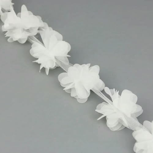 (60 Stück/Menge) rosa Blütenblatt Chiffon Spitze Stoff Gurtband Dekoration Liebe Bänder Handwerk 50 mm Breite-WEISS-50mm von ZFISH